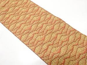 山並みに草花模様織り出し　名古屋帯